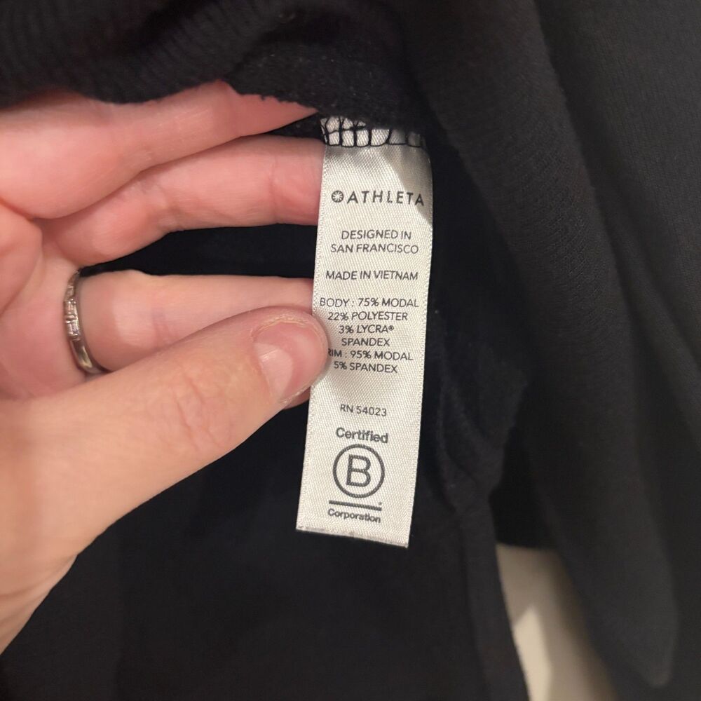 Athleta Long Sleeve Cotton Blend Pullover Sweatshirt Black Small - Picture 7 of 7